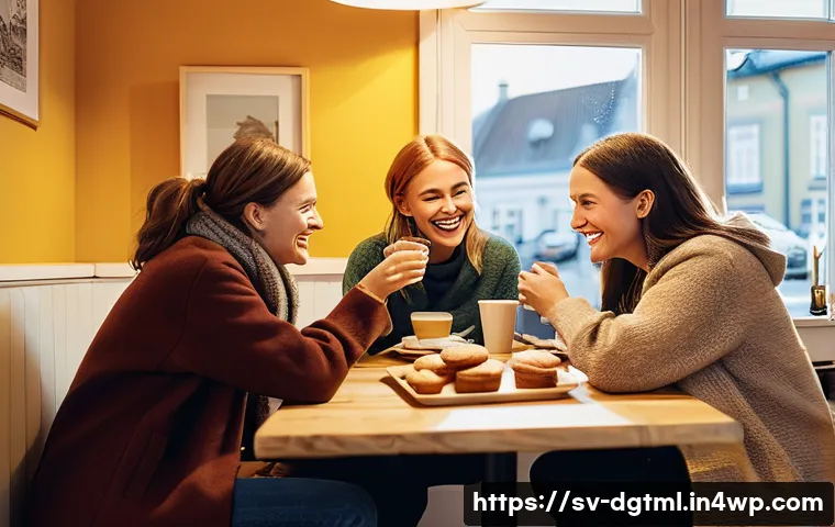 디지털 광고에서의 고객 참여를 높이는 전략 - **Prompt:** A cozy Swedish fika scene, emphasizing warmth, connection, and community. A diverse grou...