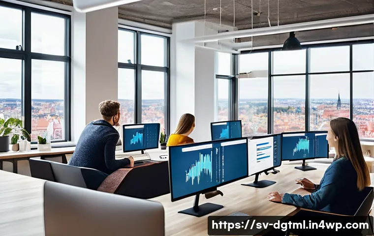 디지털 광고에서의 세심한 타겟팅 접근법 - A modern digital marketing office environment in Stockholm, featuring a diverse team of professional...