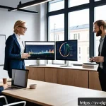 Home 21 고객 피드백을 반영한 광고 타겟팅 전략 - A professional marketing team in a modern Swedish office, actively analyzing customer feedback on mu...