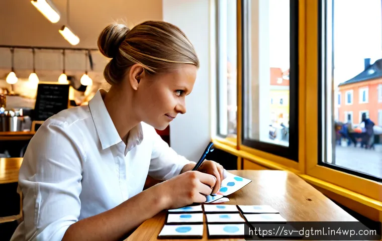 Home 17 타겟 고객을 정의하는 방법 - Photorealistic Swedish small business owner in a bright Stockholm-style café workspace, thoughtfully...